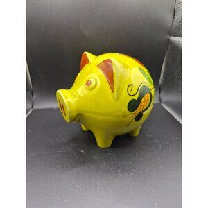 Vintage Hand-Painted Ceramic Piggy Bank By Schramberg SMF Floral & Corn Design